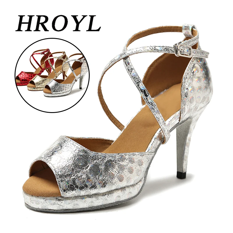 Woman Heel Latin Dance Shoes Women Ballroom Tango Dancing Shoes Platforms Gold Silver Black High Heels Salsa Performance Sandals