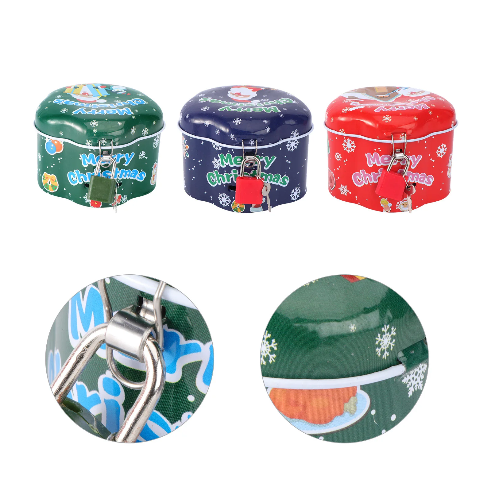 

3Pcs Candy Can Xmas Treat Boxes Christmas Cookie Tins Bank Christmas Tinplate Box Kids Christmas Christmas Tin Box