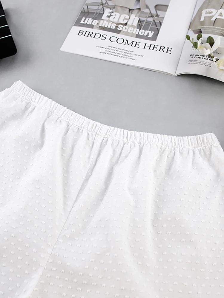 Restve Casual Pajamas Womens Cotton 2 Piece Set White Tank Top Sleeveless Loose Female Home Suits With Shorts Solid Autumn 2022