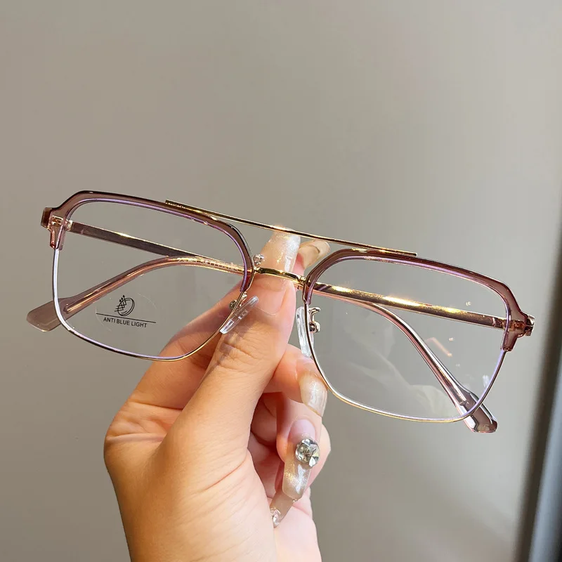Новые модные мужские очки в оправе полуоправа с двойной перемычкой женские