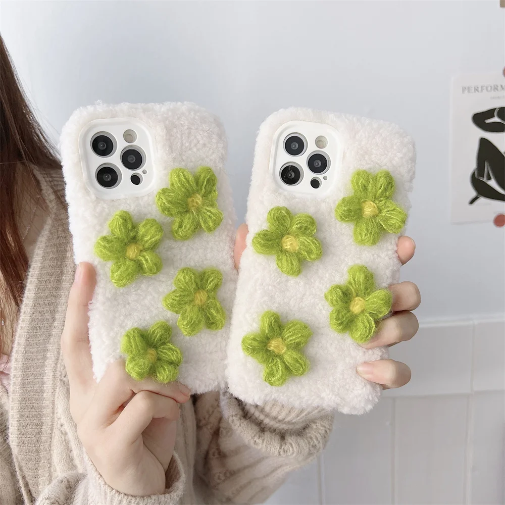 

New Plush Flower Case iPhone 14 Apple 13pro/12/11/xr Stylish Personalized Fall proof Warm Phone Case