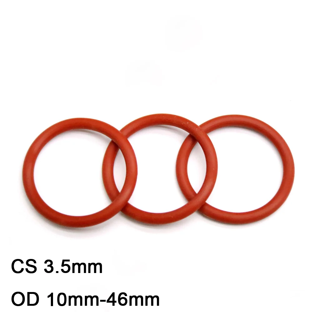 

10pcs Red Silicone O Ring Gasket CS 3.5mm OD 10-46mm Food Grade Silicon Rubber Ring Washer VMQ Insulated Waterproof Seal Gaskets