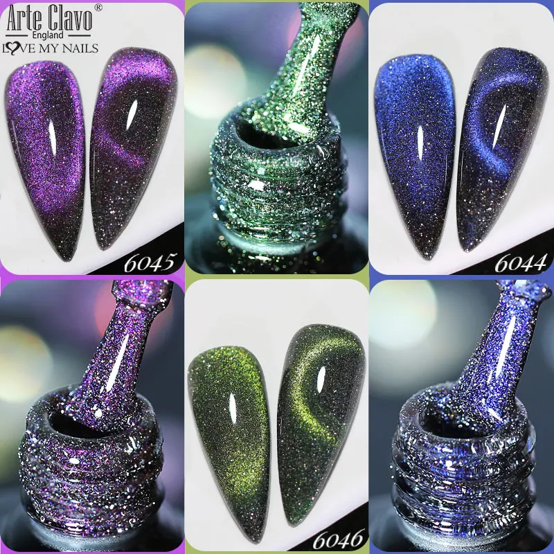 Отражающий Магнитный Гель-лак для ногтей Arte Clavo 9D &quotкошачий глаз&quot лазерный