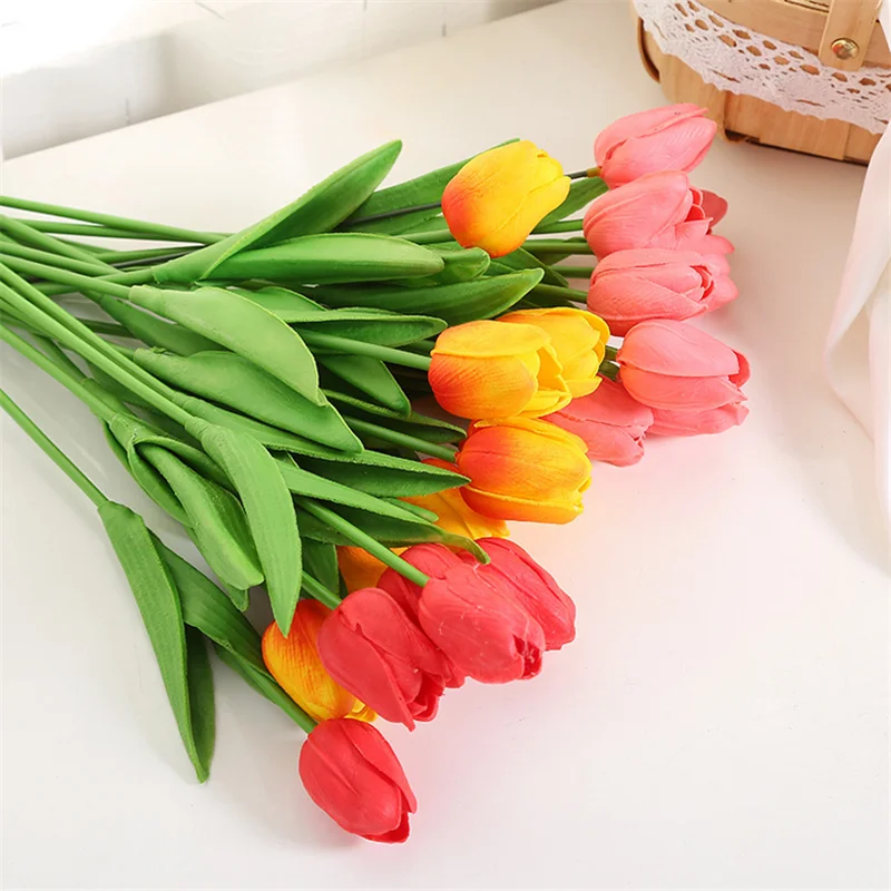 

1/2/3/5/10pcs Mini PU Simulation Tulip Fake Flower Arrangement Wedding Living Room Home Decoration Flower