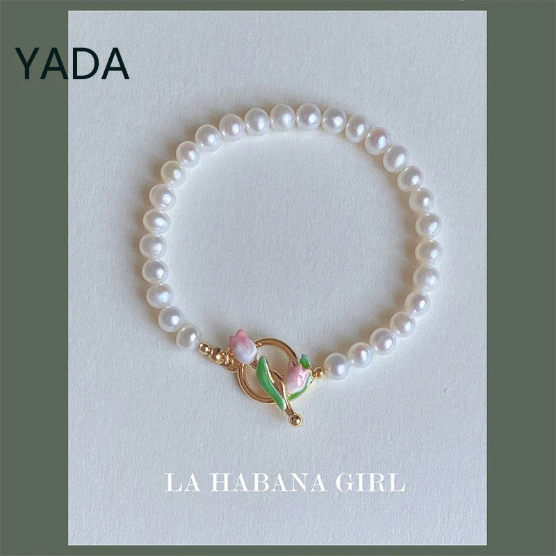 

YADA Tulips Flower Weave Rope Bracelets Bangles Charm For Women Friendship Bracelet Casual Jewelry Hand Pearl Bracelet BT220045