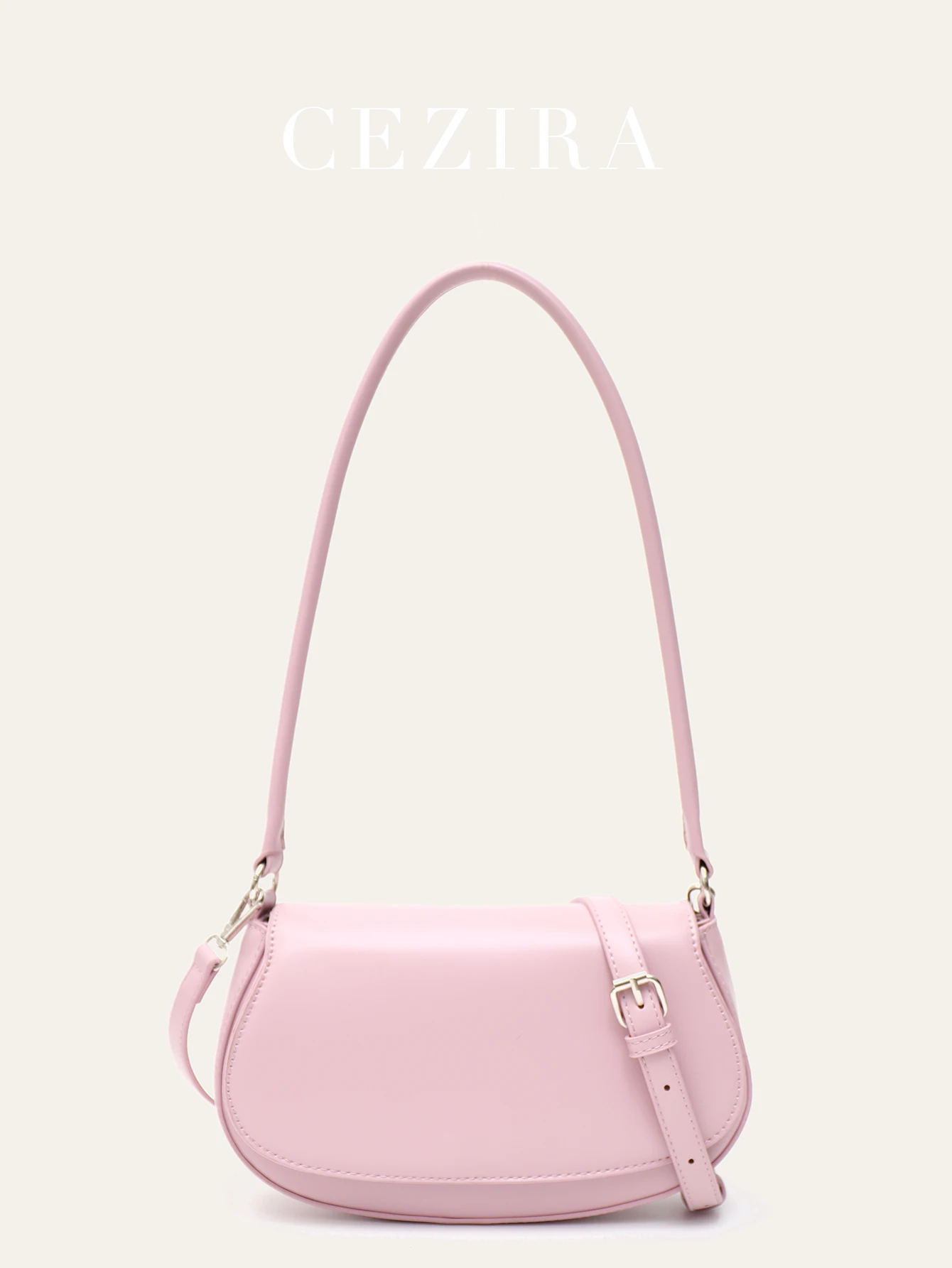 

CEZIRA Brand Fashion Flap Handbags For Women PU Vegan Leather Minimalist Underarm Purses Versatile Daily Crossbody Saddle Bags