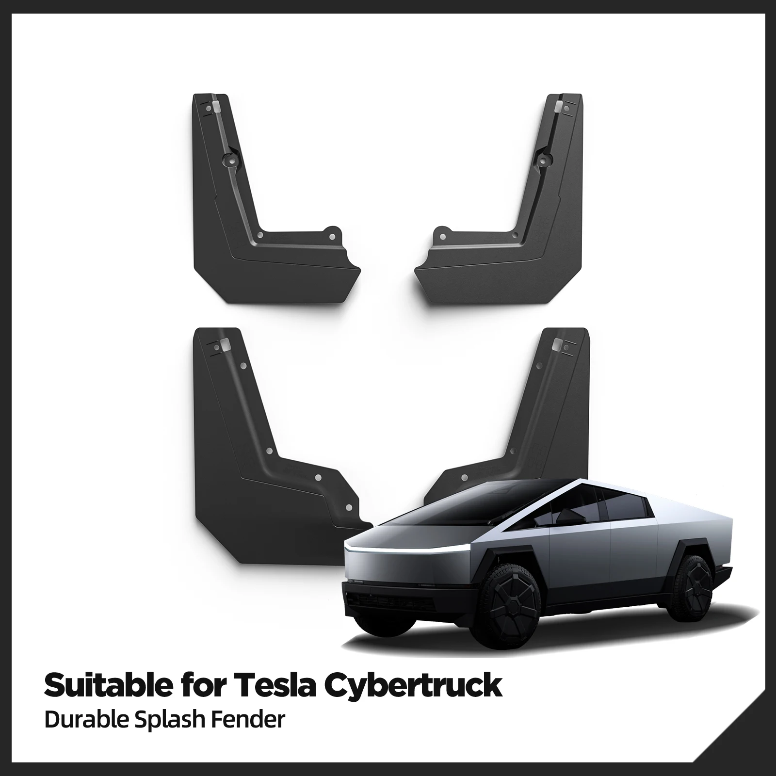 Фото LUCKEASY для Tesla Cybertruck 2024-2026 брызговики на заднее колесо, аксессуары для модификации автомобиля, брызговик, комплект брызговиков, 4 шт. №3
