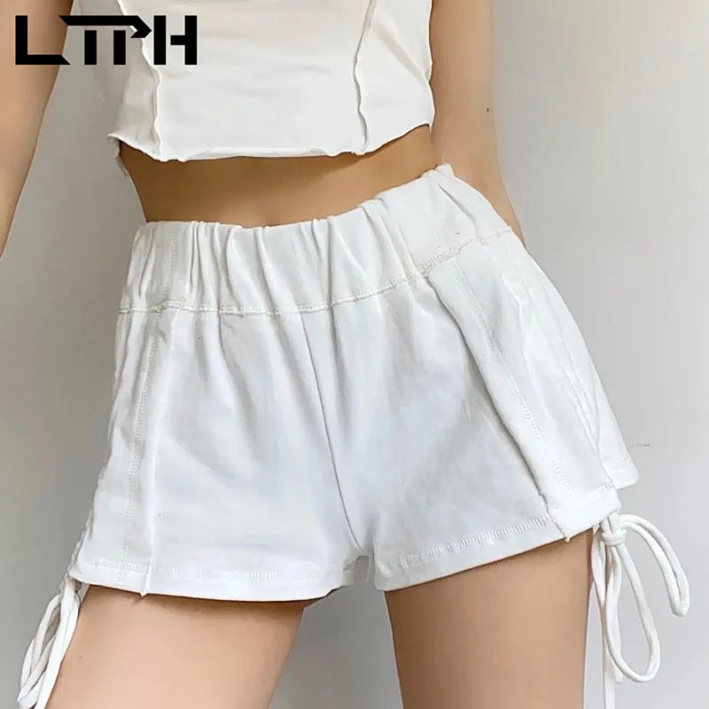 LTPH high waist side drawstring elastic shorts women solid loose casual streetwear bottoms joggers short pants 2023 summer new