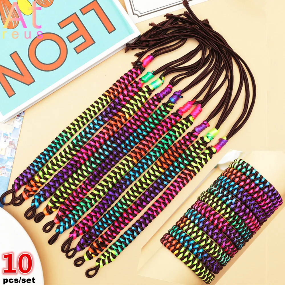 

10pcs Gradient Rainbow Colorful Handmade Woven Bracelet Set For Women's Fashion Men's Friendship School Classmate Team Gifts
