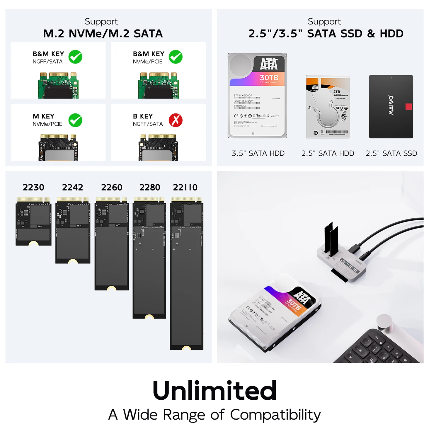 Фото Корпус MAIWO 3 Bay M.2 NVMe/SATA SSD для 2,5 