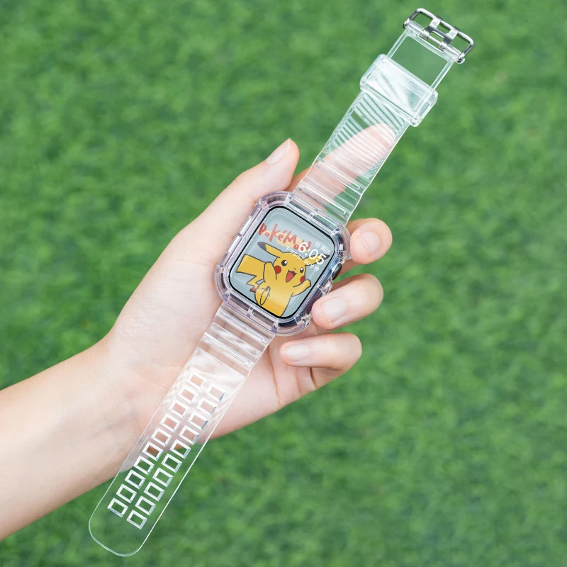 Фото Силиконовый ремешок + чехол для Apple Watch ремешки 11 42 мм 46 мм 44 мм 40 мм 41 мм 45 мм Прозрачный браслет iWatch серии 10 9 8 7 6 5 Se 3 №5
