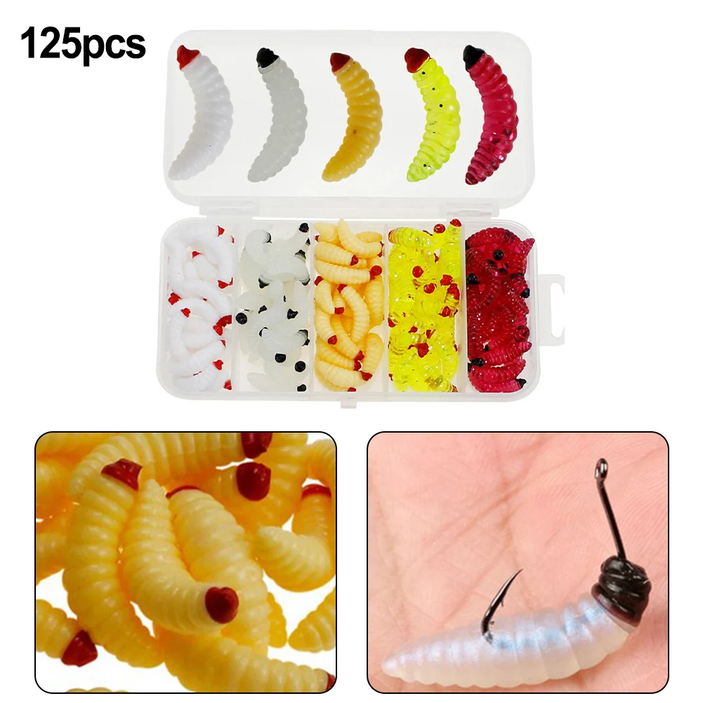 

Brand New 125x Lure Soft Bait Soft Plastics Fishing Lure Lifelike Worm Bait PVC Realistic Shape About 0.4g/pcs