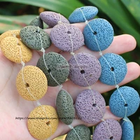 natural 26mm multi color volcanic lava stone round loose beads 15inch for diy jewelry making