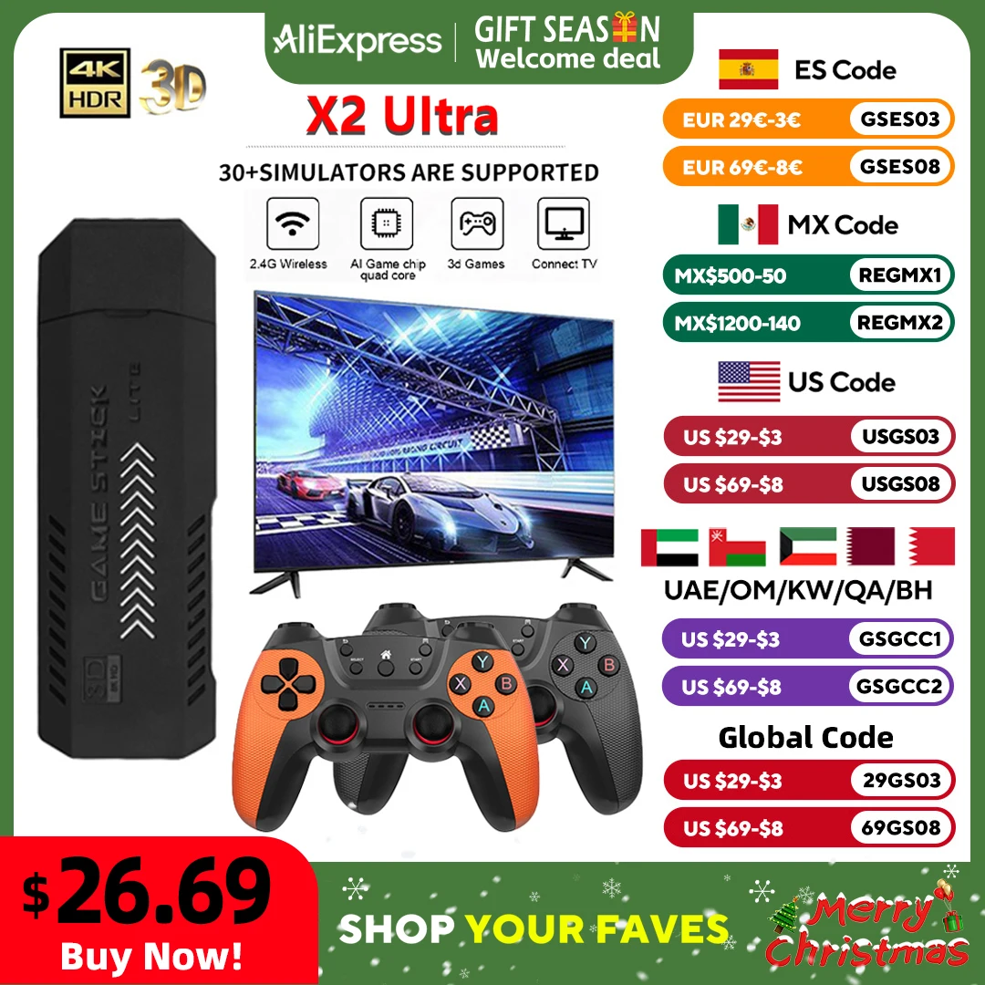 Игровая консоль X2 Ultra 4K Game Stick HD