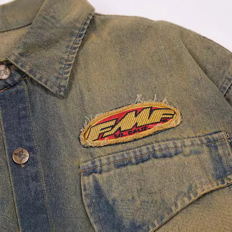 Винтажная джинсовая куртка в американском стиле для мужчин и женщин