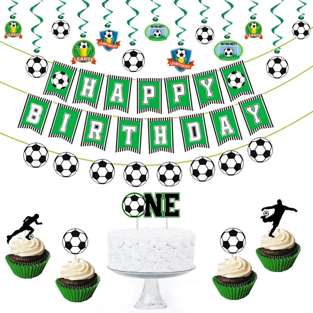 

Football Birthday Party Banner Pull Flag Football Party Decoration Sports Style Cake Decorting Tools Party Supplies