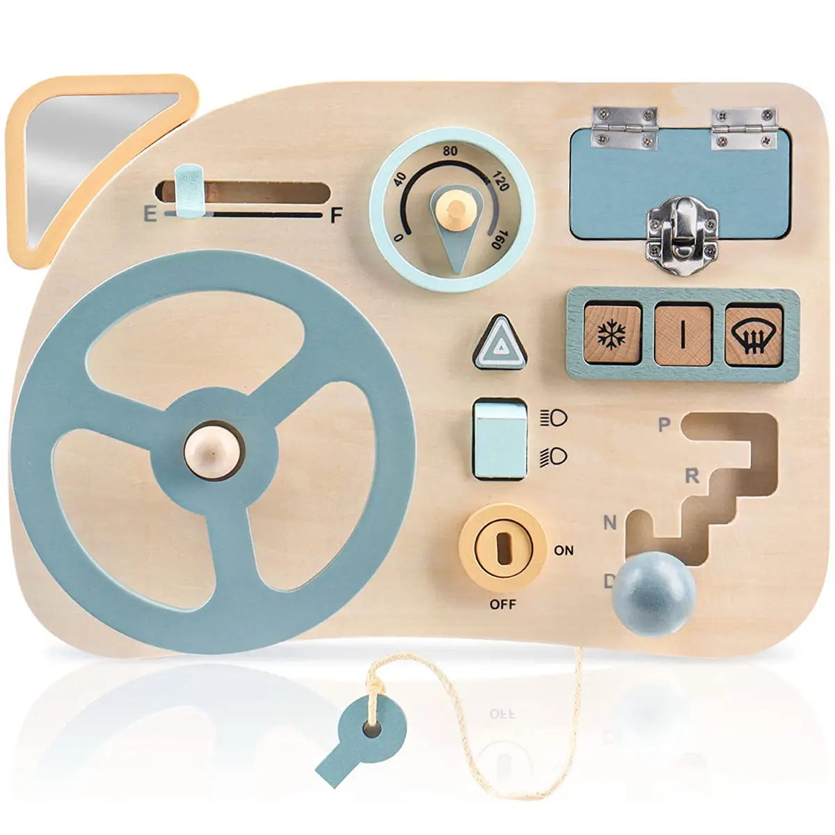 

Busy Board Wooden Dashboard Steering Wheel Pretend Play Driving Toy Kids Montessori Toy Multifunctional Interactive Cognition