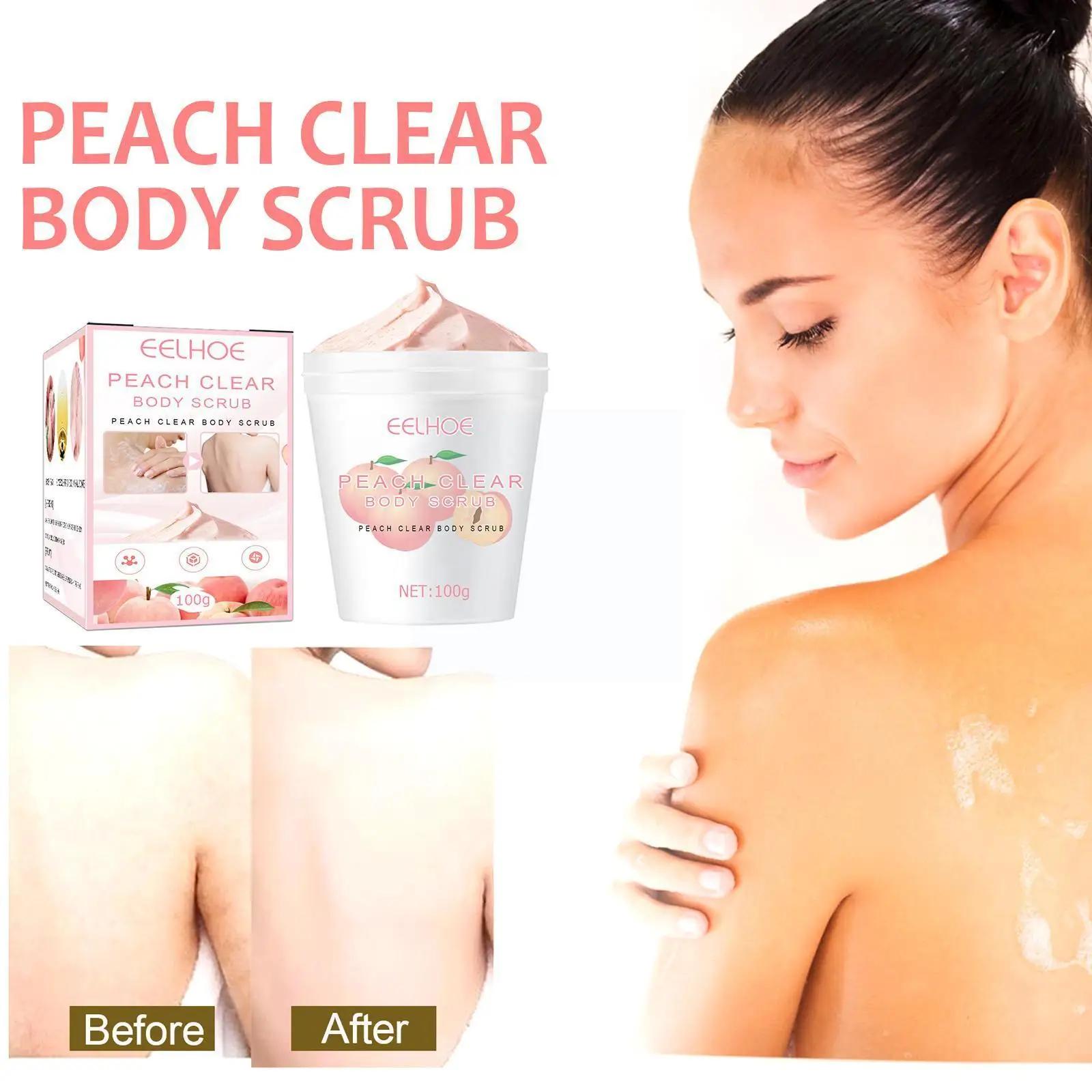 

100g Peach Body Scrub Cream Deep Cleansing Dead Skin Whitening Exfoliates Moisturizing Scrub Remove Body Care Body Smooth O2s7