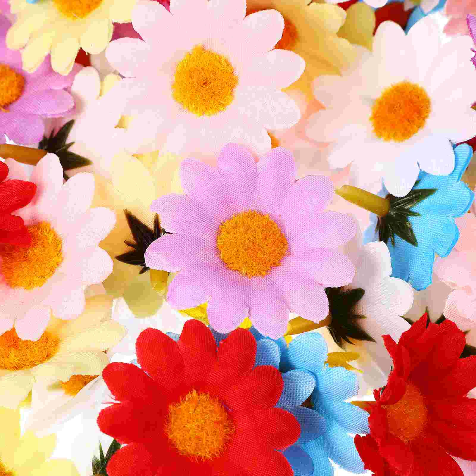 

Flowers Flower Heads Daisy Fake Mini Artificial Faux Crafts Silk Head Cloth Daisies Fabric Craft Tiny Embellishment Colorful