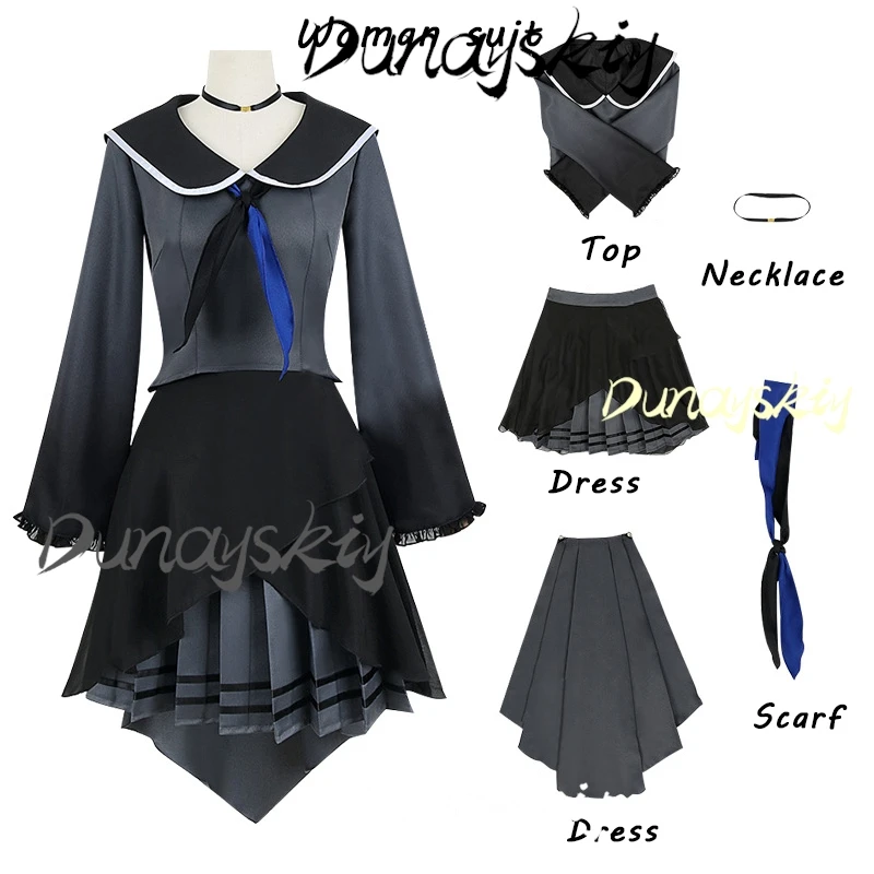 Asahina Mafuyu Косплей Костюм Парик Аниме Проект Sekai Красочный Сценический Топ Шарф