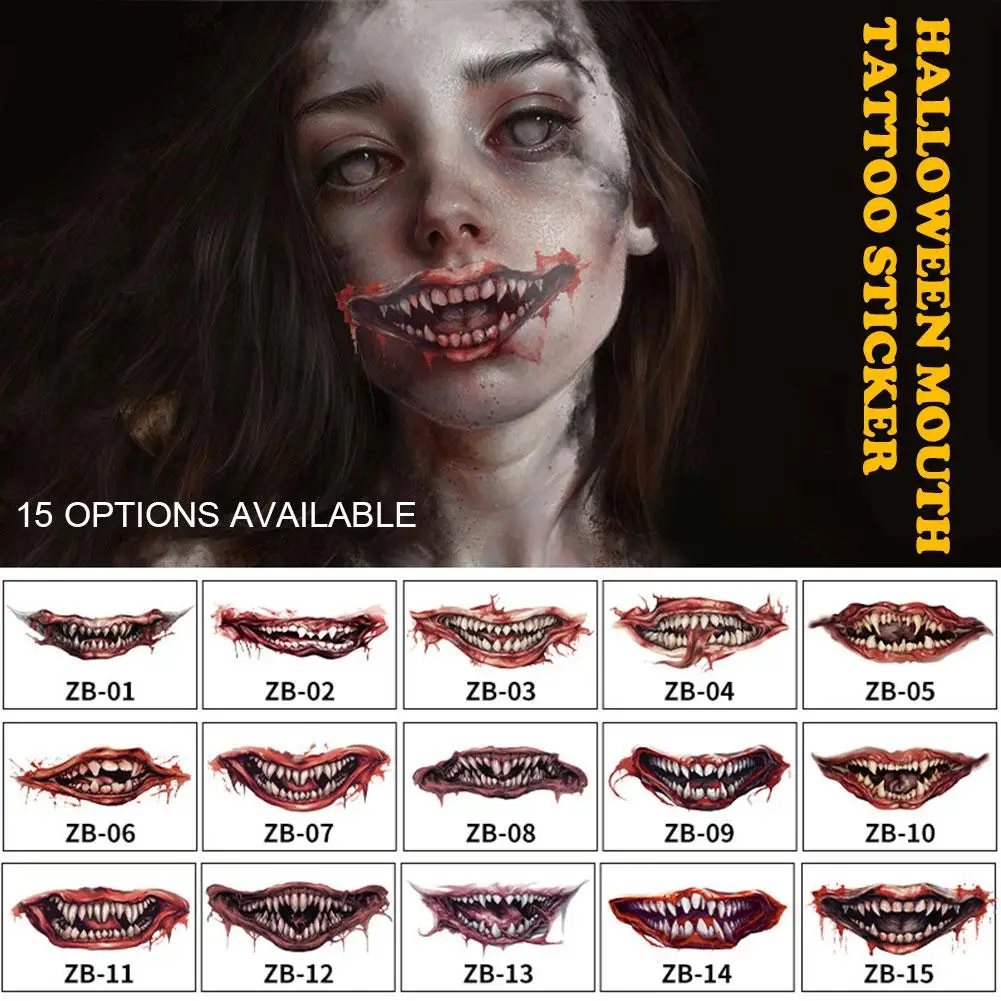 

Halloween Mouth Tattoo Sticker Disposable Colorful Scar Face Scar Lip 1pcs Sticker Scar Makeup Tattoo Scar Scar Scar Scar M3D7