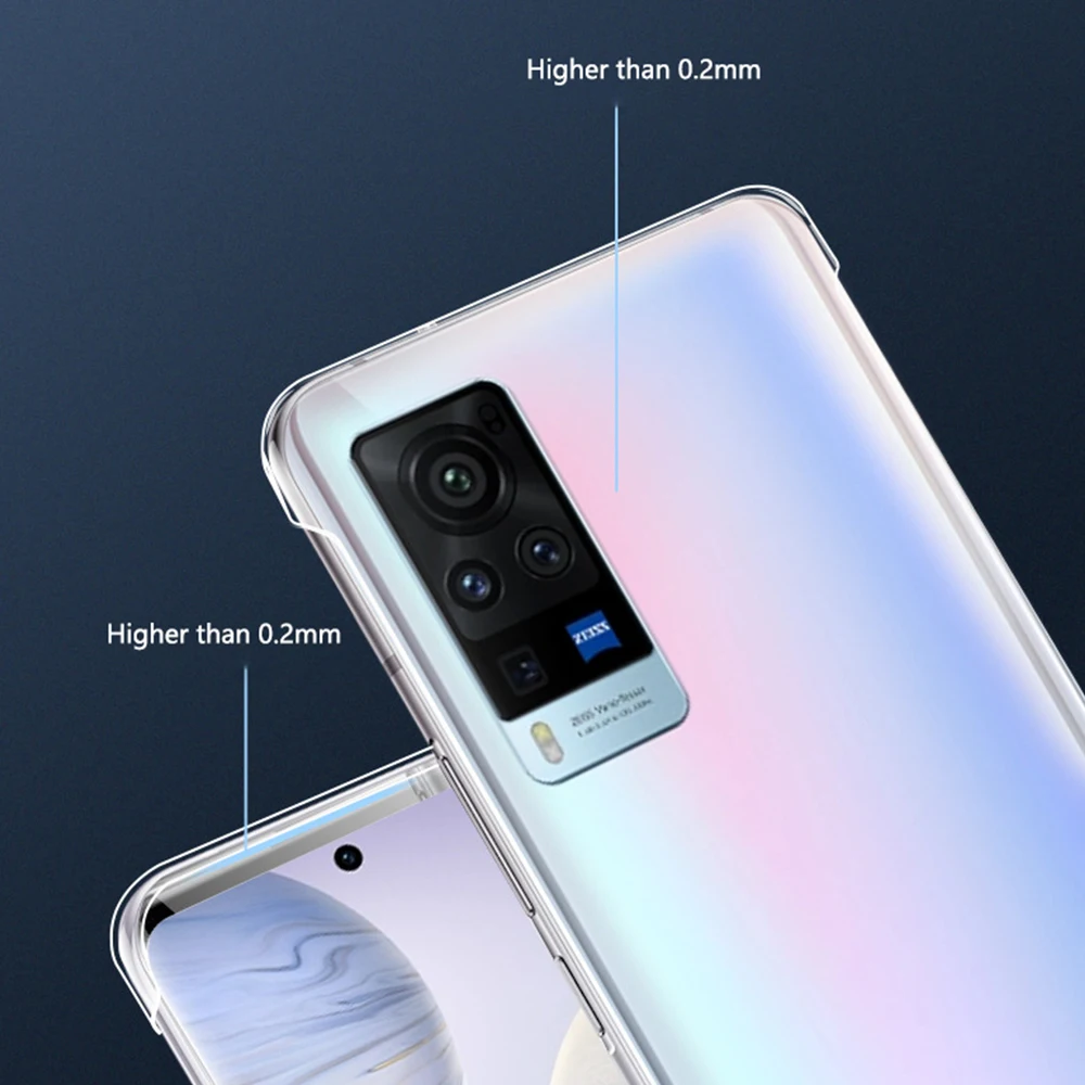Безрамочный прозрачный чехол для телефона Vivo X80 Pro Plus Ultra Thin с тепловыделением, из прозрачного твердого пластика, для моделей X70 X60 X50.