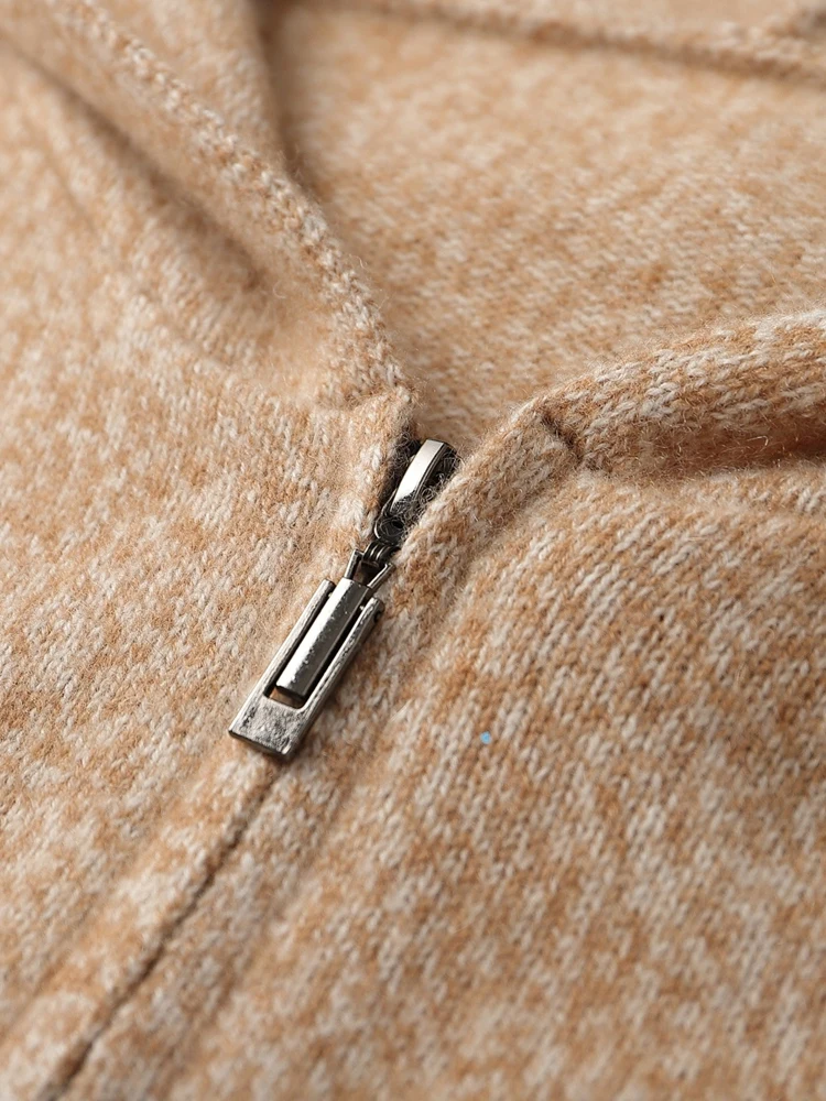 ADDONEE мужской 100% кашемировый свитер толстый кардиган на молнии с капюшоном пальто