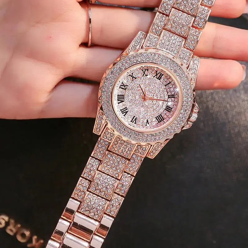 

Luxury New Style Ladies Quartz Watch Extravagance Starry Fashion Full Diamond Dial Diamond Face Dial Roman Numerals