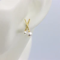 zfsilver simple fashion s925 sterling silver gold letter x pearl stud earrings jewelry for women charm party gifts sweet girls
