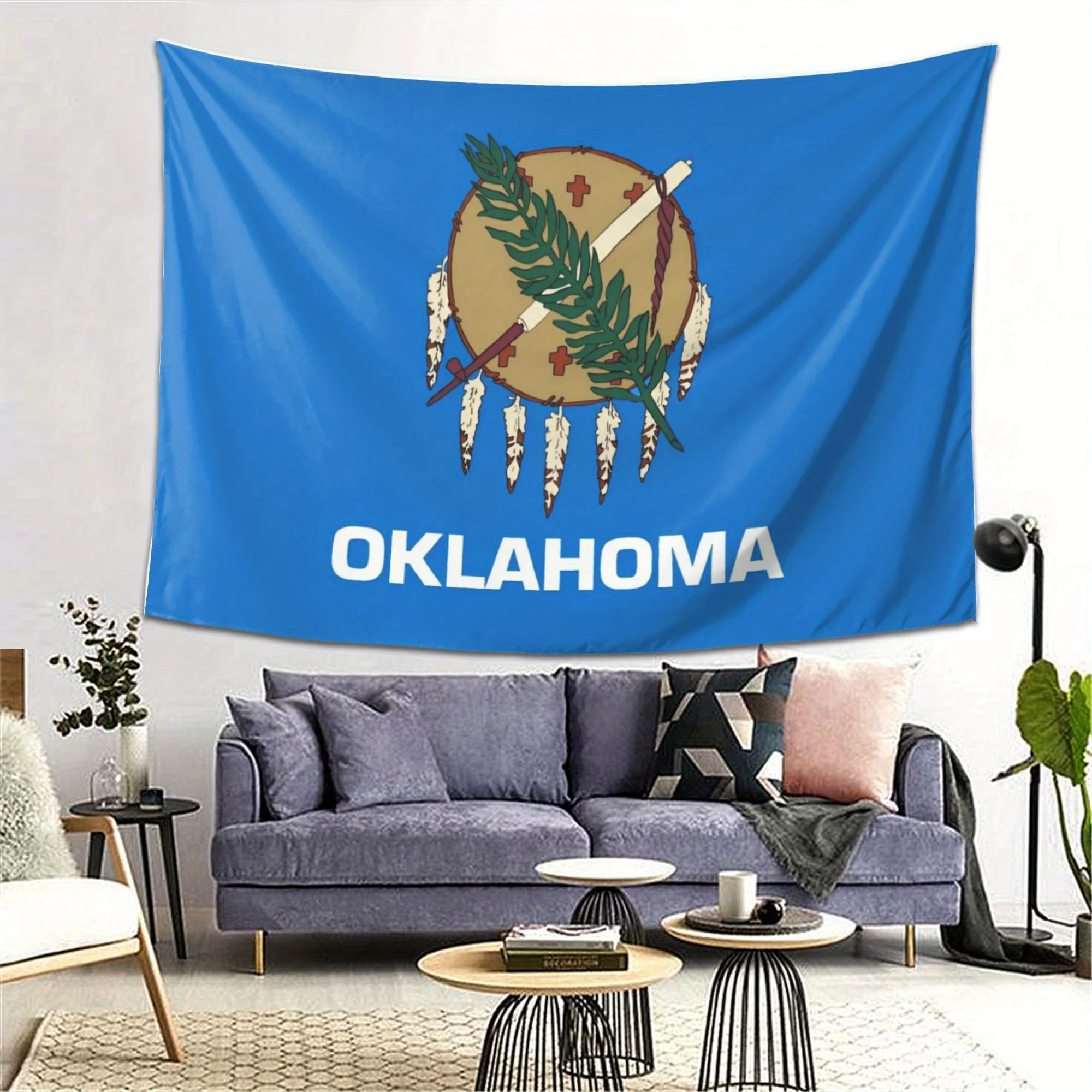 Гобелен с флагом штата Оклахома — современное настенное искусство для домашнего