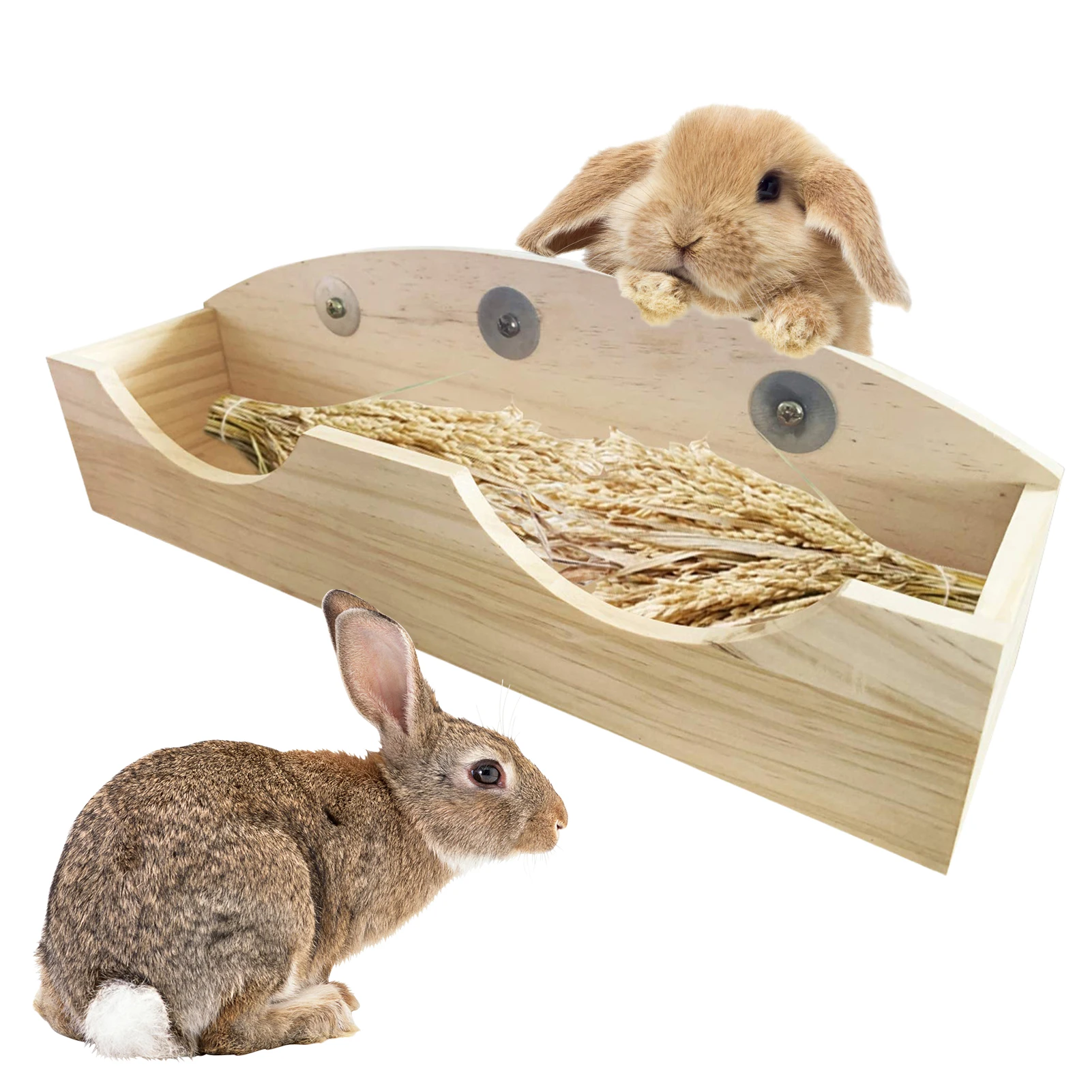

Wooden Rabbit Hay Feeder Natural Wooden Rabbit Feeder For Grass Food Bunny Food Manger Grass Holder Hay Dispenser 16.1x4.1x3.7