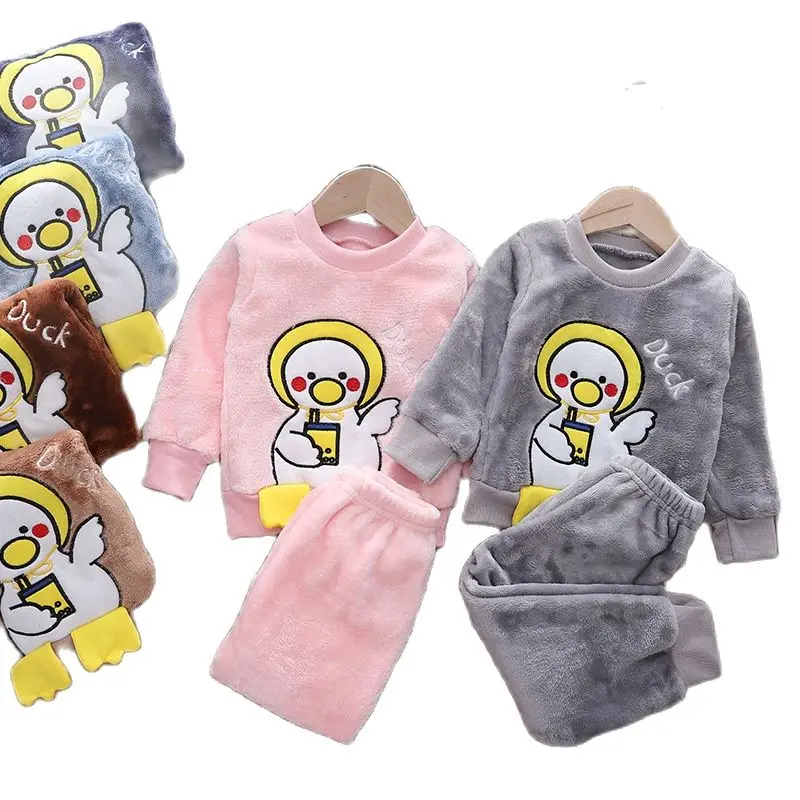 

2022 г. Осенне-зимняя одежда для малышей; Пижамные комплекты; Пижамы для девочек; Детская теплая фланелевая флисовая одежда для сна с рисунком ...