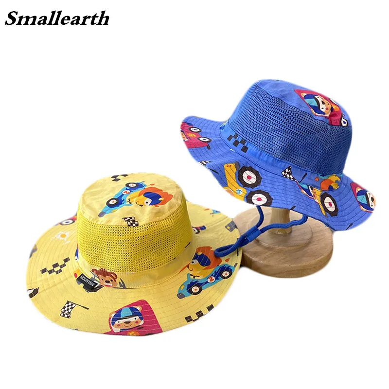 

Children Bucket Hat Mesh Panama Spring Summer Baby Girls Beach Hat Boys Fisherman Cap Cartoon Breathable Cotton Baby Sun Hats