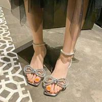 open toe shoes women shoes rimocy women sandals summer stiletto high heels rhinestone bowknot party shoes ankle strap sandals