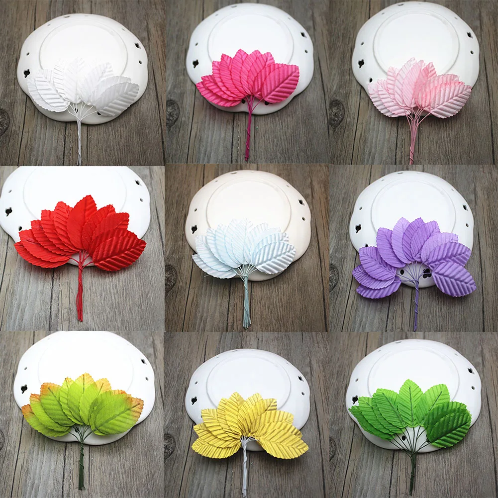 

30pcs Artificial Plastic Plants Leaves For Garden Vase Home Christmas Wedding Decoration Faux Fake Flowers Scrapbooking Leaves