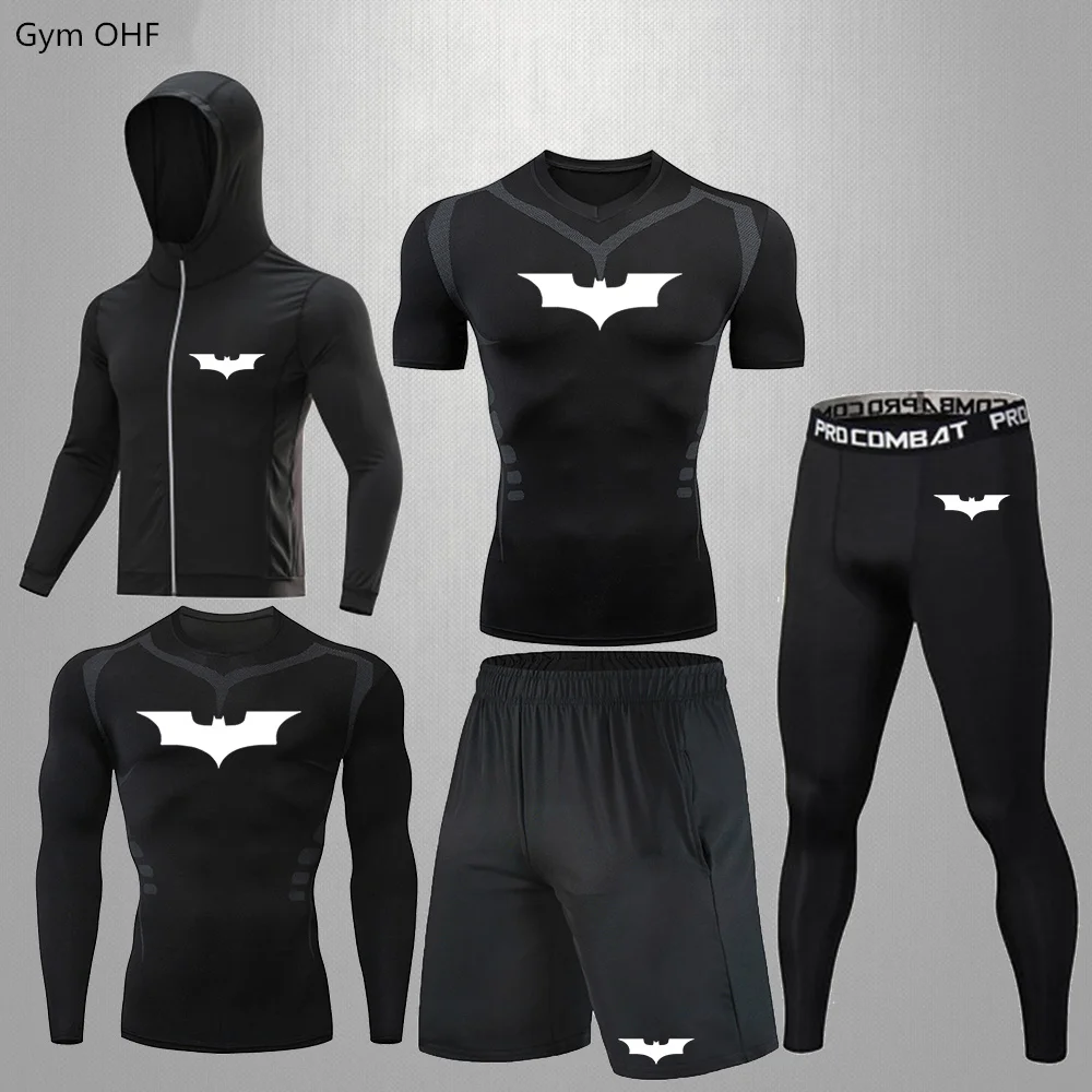 Купи Men's Boxing Sanda Fitness Training Sportswear Black Tight Windproof Jacket Men's Running Sportswear Jogging Compression Pants за 1,495 рублей в магазине AliExpress