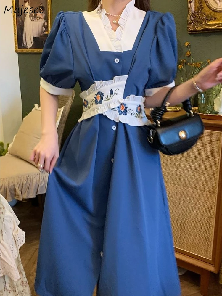 

Летнее женское макси, с пышными рукавами, в стиле ретро, летнее