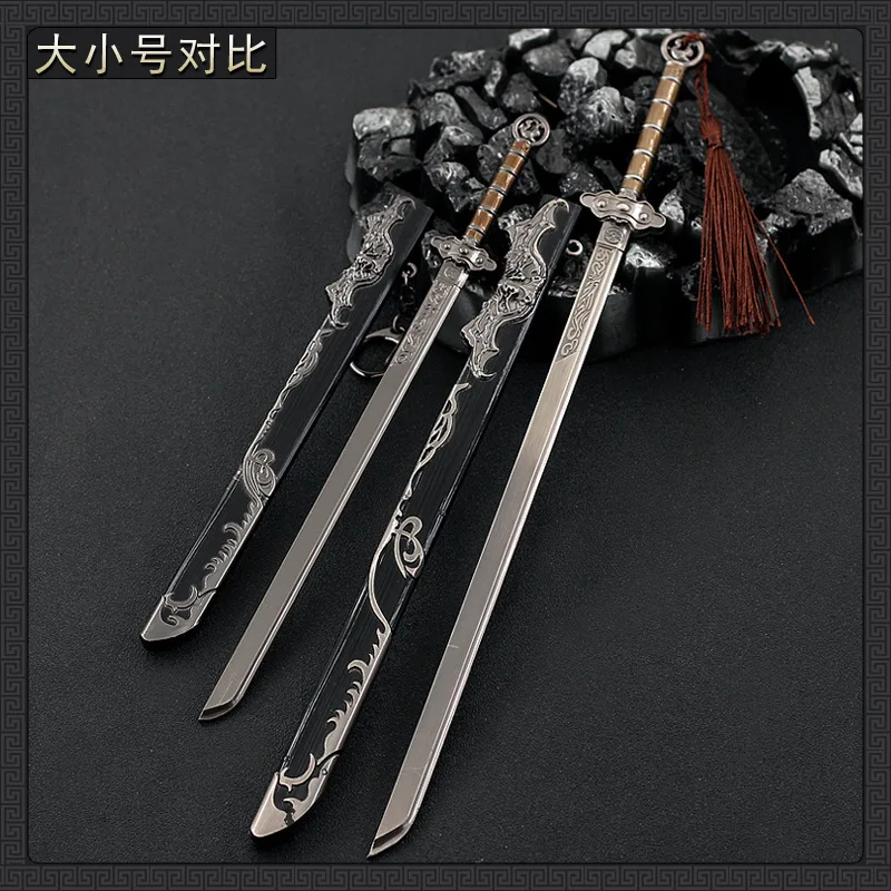 

22CM-30CM Ancient Weapon Tang Horizontal Knife With Sheath King Of Yue Hook Sword Model Figure Toy In Stock For Fans Collection