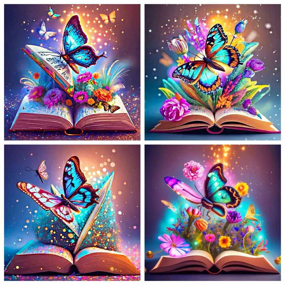 Алмазная живопись AZQSD мозаика в виде бабочки с животными круглая фреза длиной 30