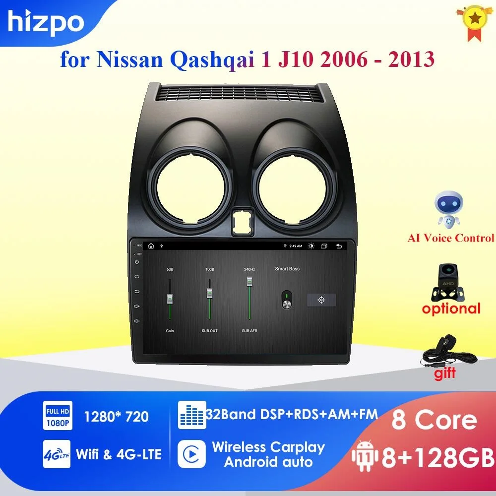 

Автомагнитола 2DIN, 4G LTE, Android 10, для Nissan Qashqai 1 J10 2006-2013, мультимедийная навигация, GPS, Wi-Fi, стерео, головное устройство для видеосъемки RDS, BT