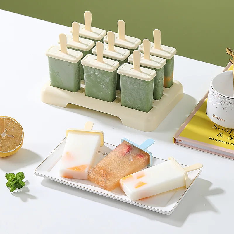 

Silicone Ice Cream Mold DIY Homemade Popsicle Moulds Freezer 9 Cell Small Size Ice Cube Tray Popsicle Barrel Makers Hot