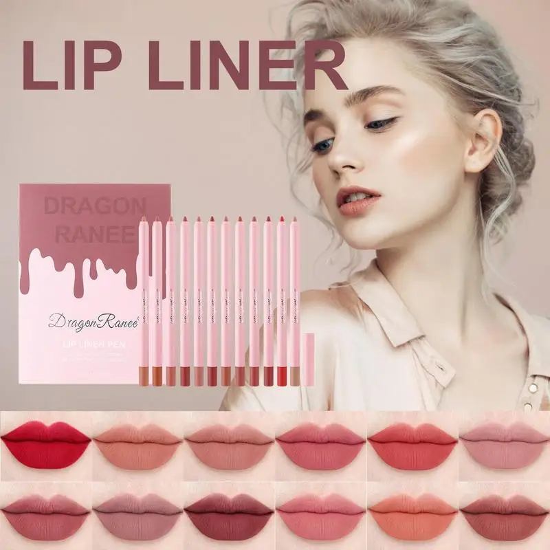 

Lip Liner Set Long Lasting 12 Color Lip Liner Pencil 1 Step Lips Makeup Kits For Women And Girls Make Up Gift Set