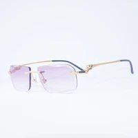 vintage leopard diamond cut rimless sunglasses retro photochromic gafas men goggles clear metal frame women eyewear