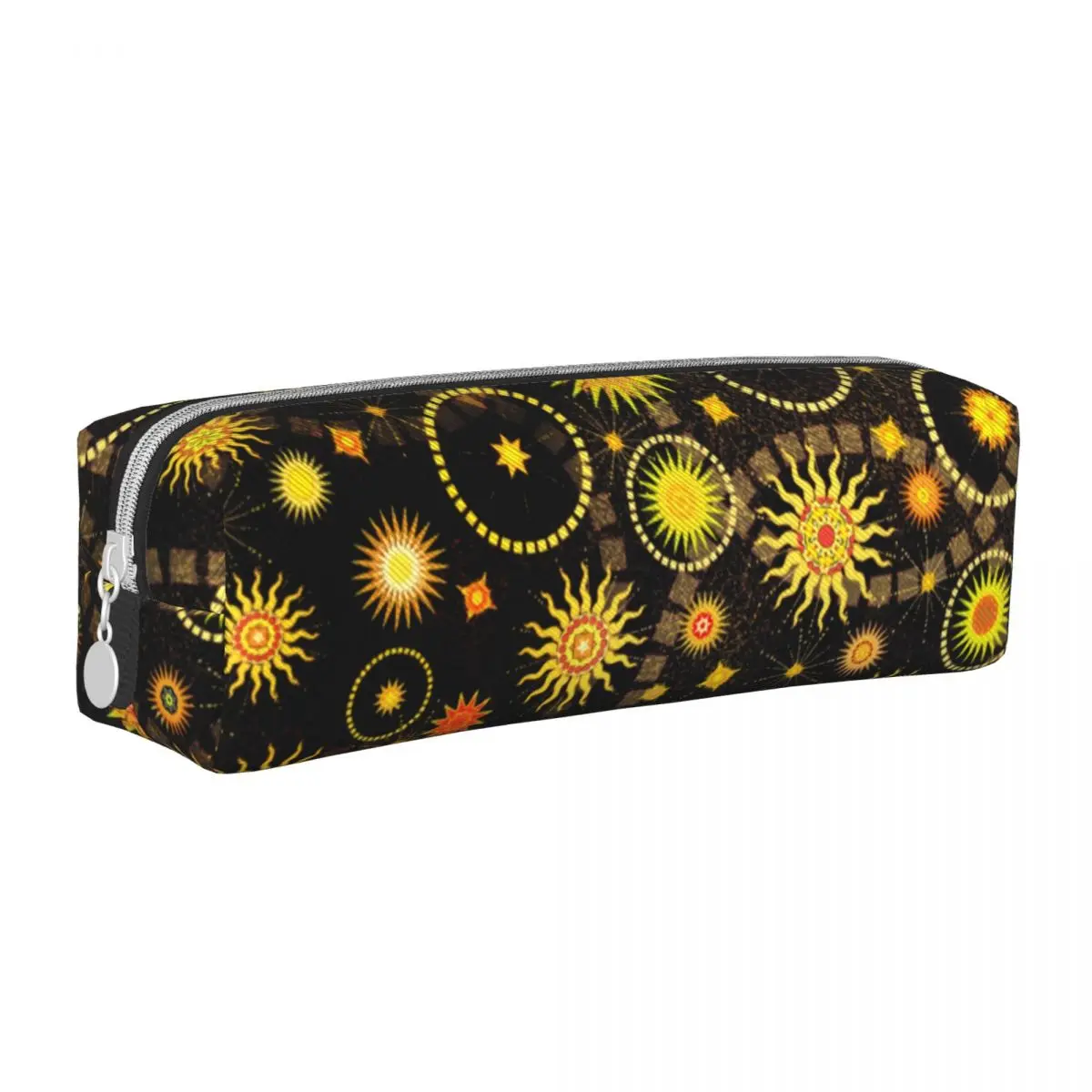 

Абстрактный квадратный карандаш с солнцем, фотография золотых звезд, крутая кожаная школьная коробка для карандашей, Подростковая сумка дл...