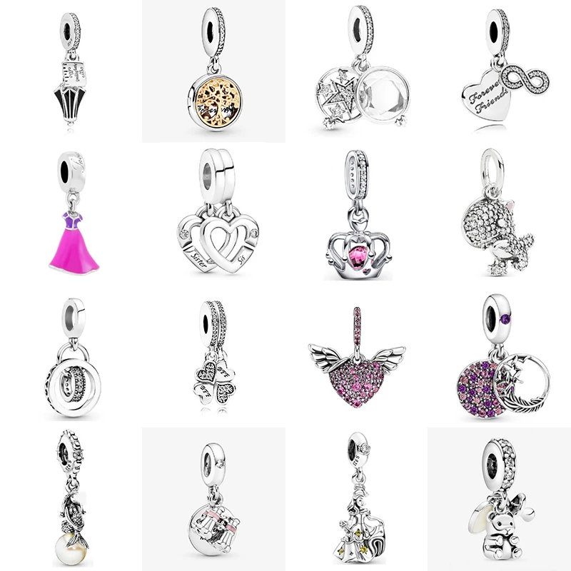 

2023 NEW 100% 925 Sterling Silver Gold Tree Noble Crown Pendant Delicate Love Dangle Charm Fit DIY Original Female Jewelry Gift