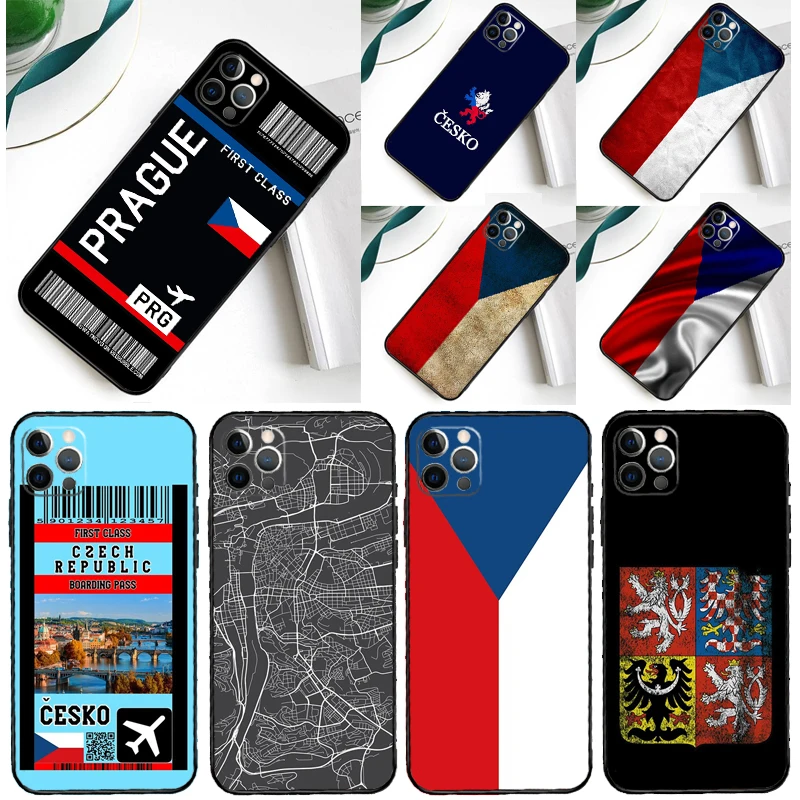 Чехол для телефона с флагом Чешской Республики iPhone 16 Pro Max 11 13 14 15 12 Mini XR Plus 16e Задняя