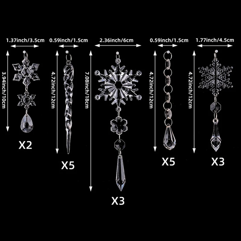 Кристально чистые снежинки подвески для рождественской елки сосульки украшения