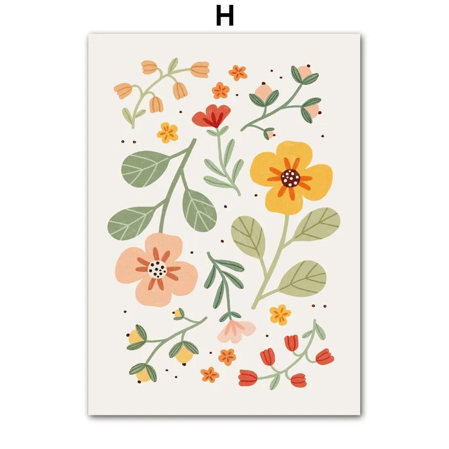 

Мода в стиле бохо для девочек, цветы, листья, иллюстрация, настенная живопись на холсте, плакат на скандинавскую тему и принты, фотографии для декора гостиной