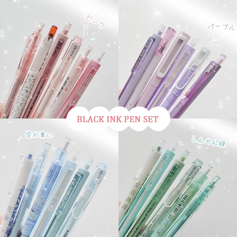 

4 Pcs/6 Pcs Domi 0.5mm Ins Black Red Blue Ink Press Gel Pen with The Same Color for Exams with Black Pen Free Pen Bag