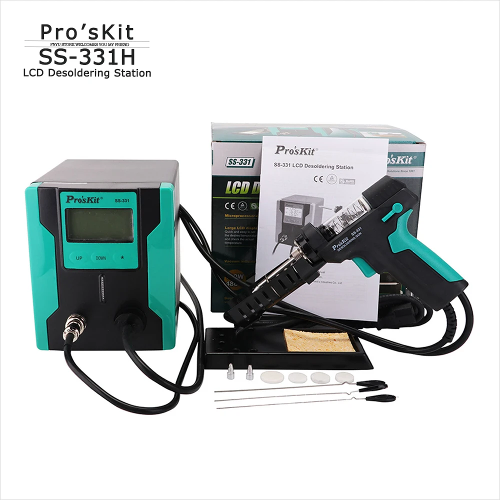 

Новый Pro'sKit SS-331H LCD электрический пистолет для удаления припоя, антистатический мощный вакуумный насос для удаления припоя для ремонта печат...